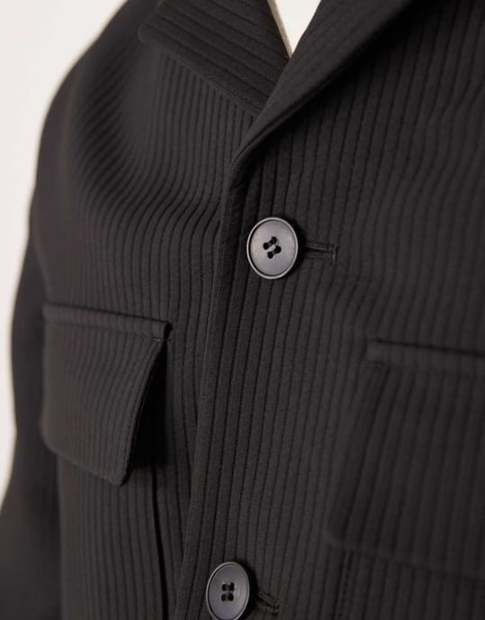 ASOS DESIGN smart koord skjortjacka i svart ribb - Image 2