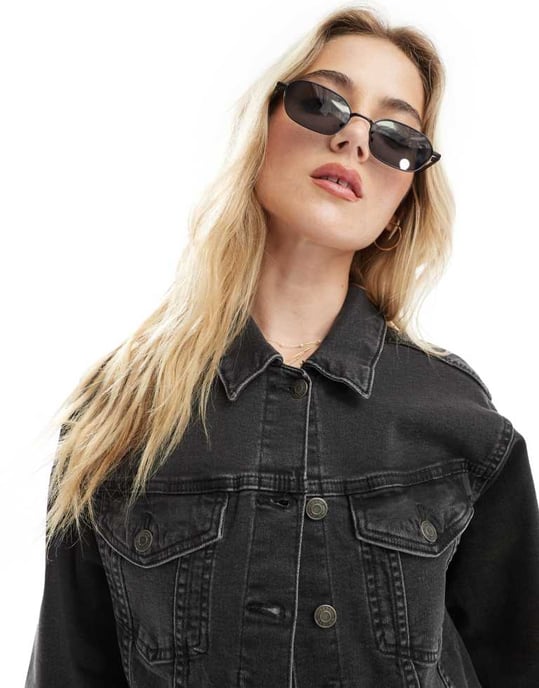 ASOS DESIGN denim västerjacka i tvättad svart - Image 2