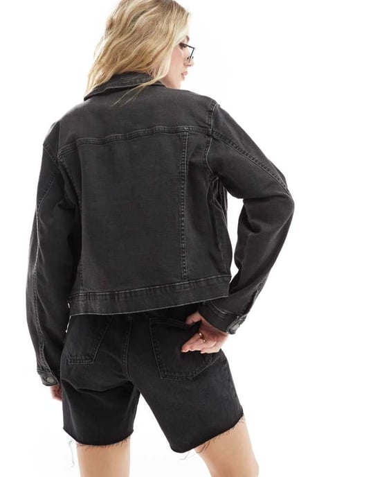 ASOS DESIGN denim västerjacka i tvättad svart - Image 3