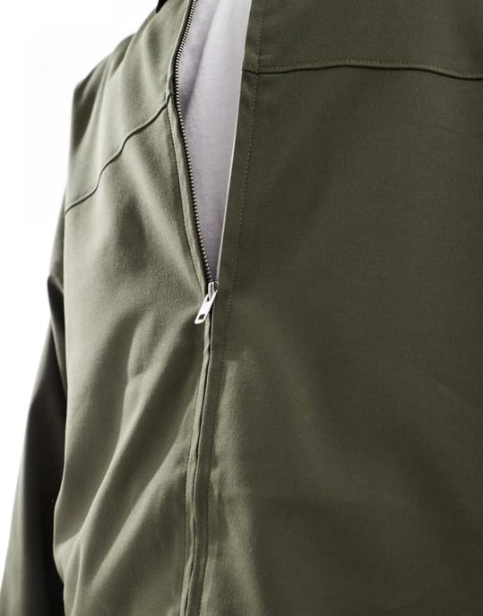 ASOS DESIGN smart co-ord smal truckerjacka med cargofickor i khaki - Image 4