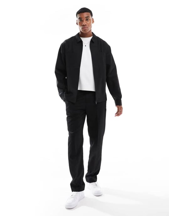 ASOS DESIGN smart co-ord slim fit truckerjacka i svart twill - Image 2
