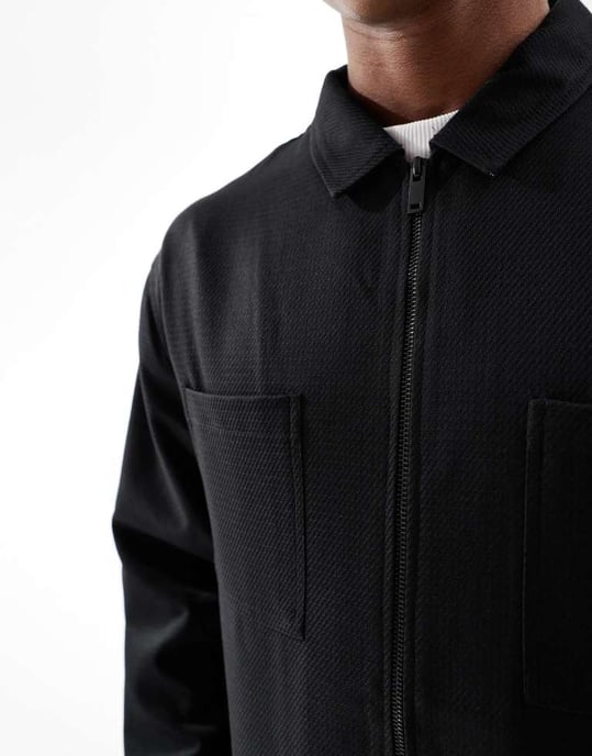 ASOS DESIGN smart co-ord slim fit truckerjacka i svart twill - Image 4