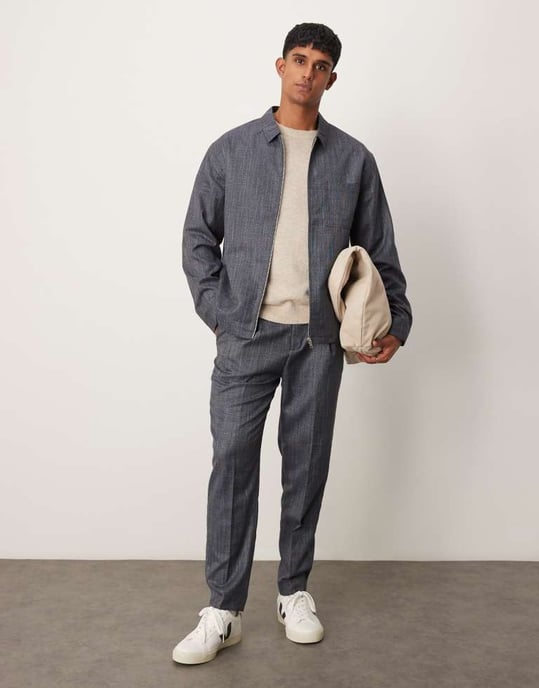 ASOS DESIGN smart co-ord zip through shirt jacket in blue - Image 2