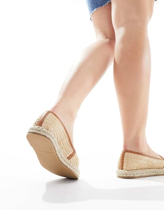 ASOS DESIGN Vid Passform Joey stängda tå espadriller i naturlig raffia - Image 4