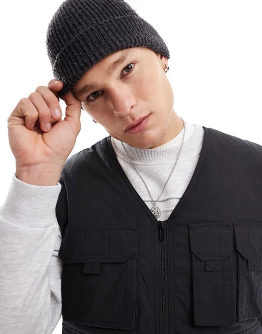 ASOS DESIGN utility väst i svart - Image 3