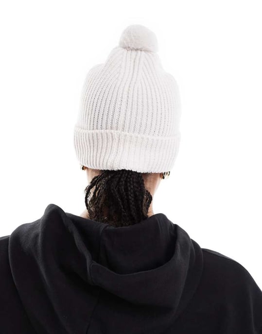 The North Face-logotypemärkt pompom-hatt i off-white - Image 3