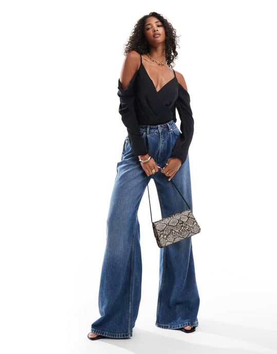 ASOS DESIGN bodysuit med kalla axlar i svart - Image 4