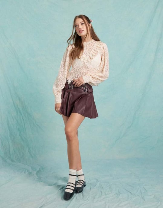 Miss Selfridge spets Victoriana-blus i rosa - Image 2