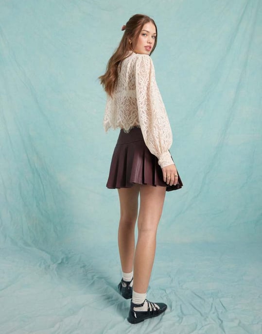 Miss Selfridge spets Victoriana-blus i rosa - Image 4