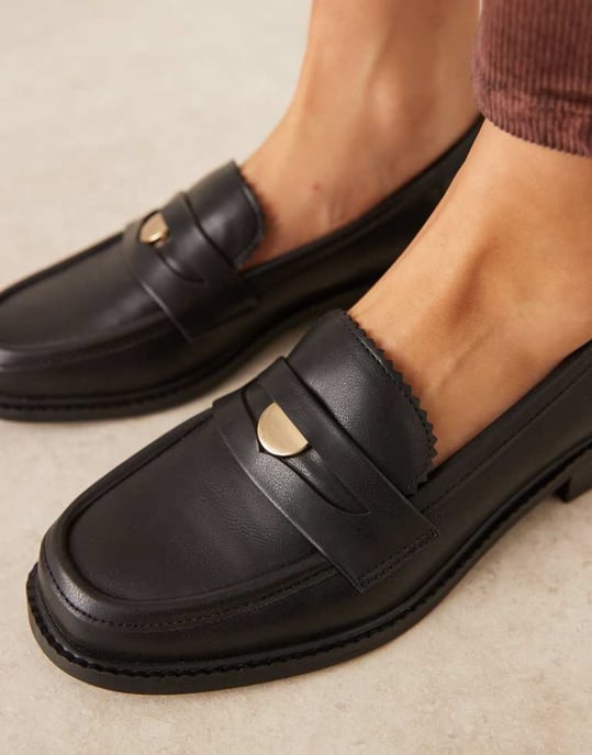 ASOS DESIGN Match penny loafers i svart - Image 3