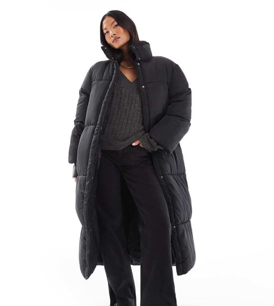 ASOS DESIGN Petite lång p padded jacket i svart - Image 1