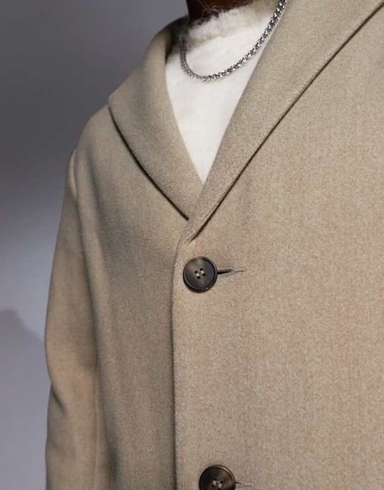ASOS DESIGN regular fit ulllook ytterrock i stenfärg - Image 3