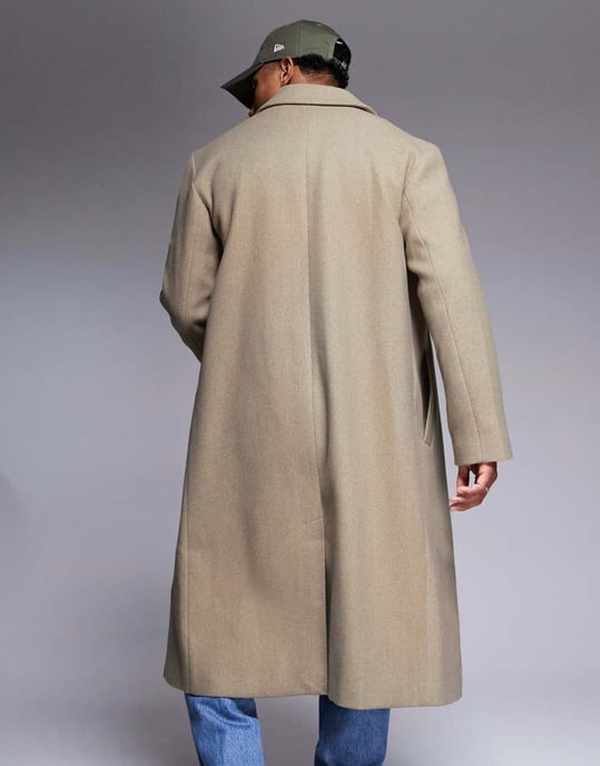 ASOS DESIGN regular fit ulllook ytterrock i stenfärg - Image 4