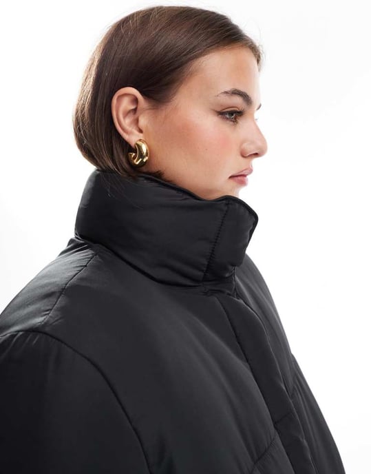 ASOS DESIGN långline vadderad jacka i svart - Image 3