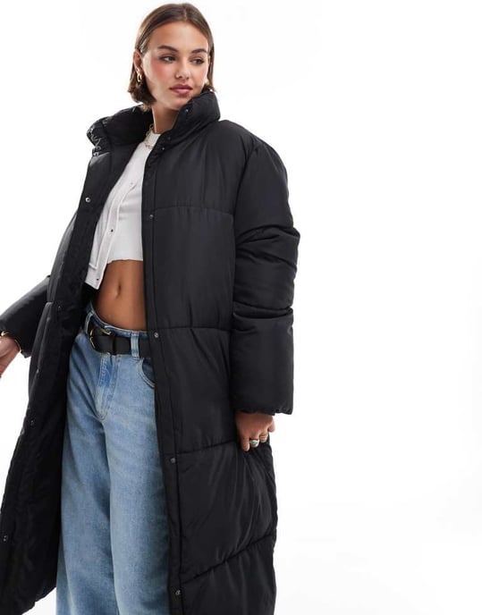 ASOS DESIGN långline vadderad jacka i svart - Image 4