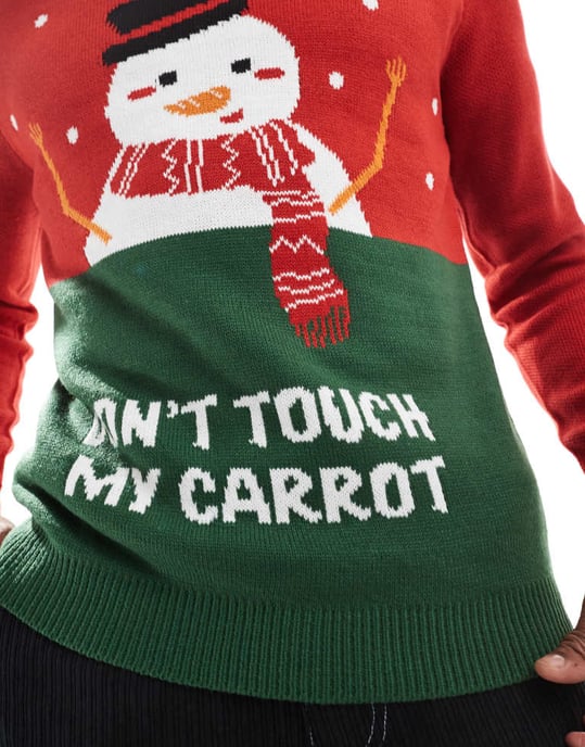 ONLY & SONS Christmas jumper in red - Image 4