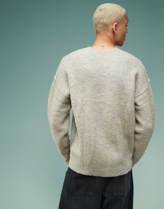 ASOS DESIGN avslappnad stickad texturerad tröja i ljusgrå - LGREY - Image 3