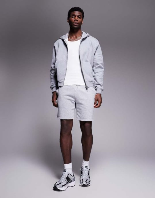 ASOS DESIGN premium tung boxig oversized zip hoodie 400gsm i gråmelerad - Image 2