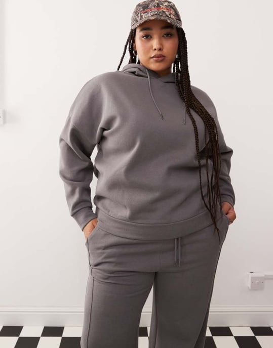 Noisy May Curve lös passform hoodie set i grått - Image 3