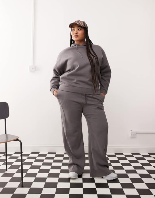 Noisy May Curve lös passform hoodie set i grått - Image 4