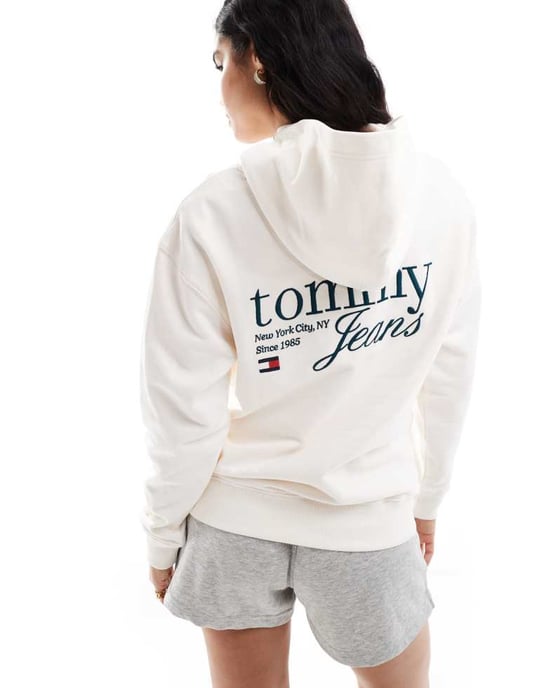 Tommy Jeans oversized hoodie med ryggtryck i off-white - Image 2