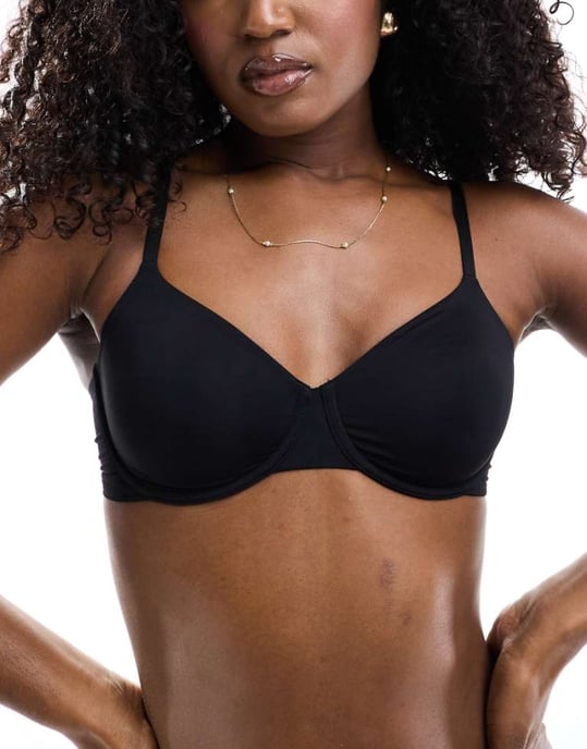 Lindex icke vadderad mikro underwire t-shirt bh i svart - Image 1