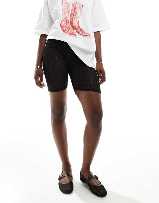 ASOS DESIGN spetsleggingskort i svart - Image 4