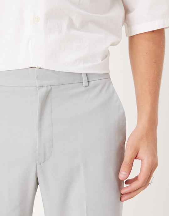 ASOS DESIGN slim fit smart bröllopsbyxor i ljusgrått - Image 3