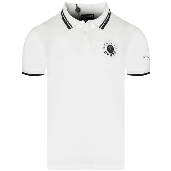 Plein Sport Poloshirt Met Dubbele Kraag En Tijgerprint Op De Achterkant, Wit - Image 1