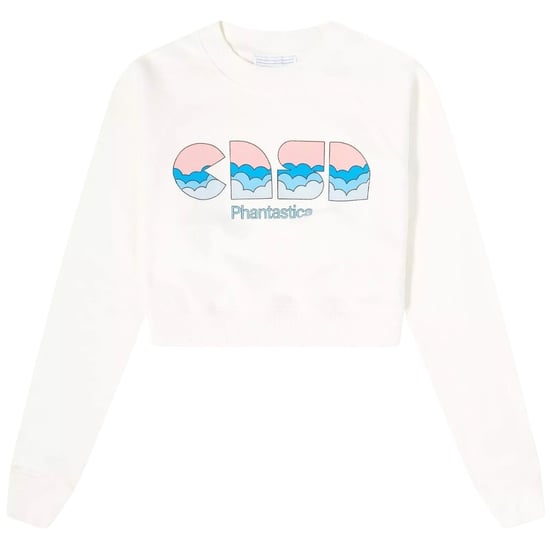 Casablanca Casa Clouds Cropped Witte Sweater Met Zeefdruk - Image 1