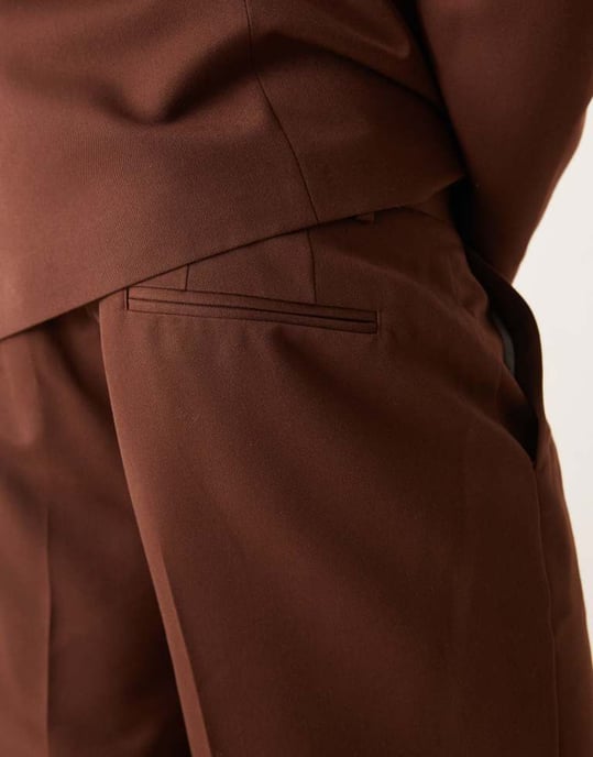 ASOS DESIGN överdimensionerade tapered kostymbyxor i brun twill - Image 4