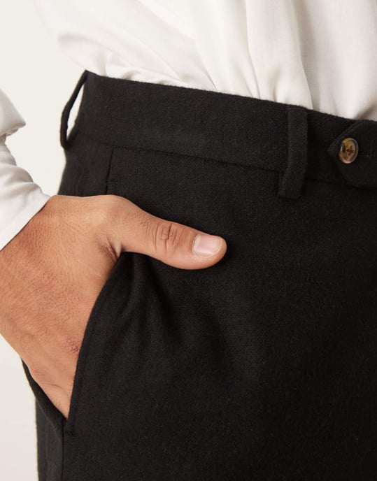 ASOS DESIGN smart tapered fit ullblandning byxor i svart - Image 2