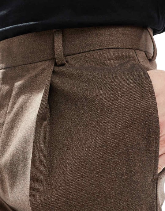 ASOS DESIGN smart tapered fit premiumbyxor i brunt - Image 3