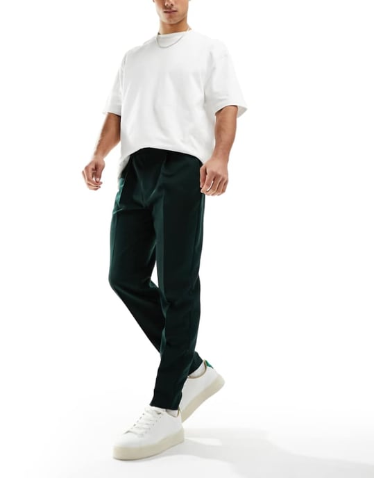 ASOS DESIGN smart tapered byxor i grön - Image 1