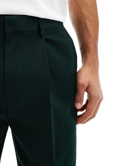 ASOS DESIGN smart tapered byxor i grön - Image 4
