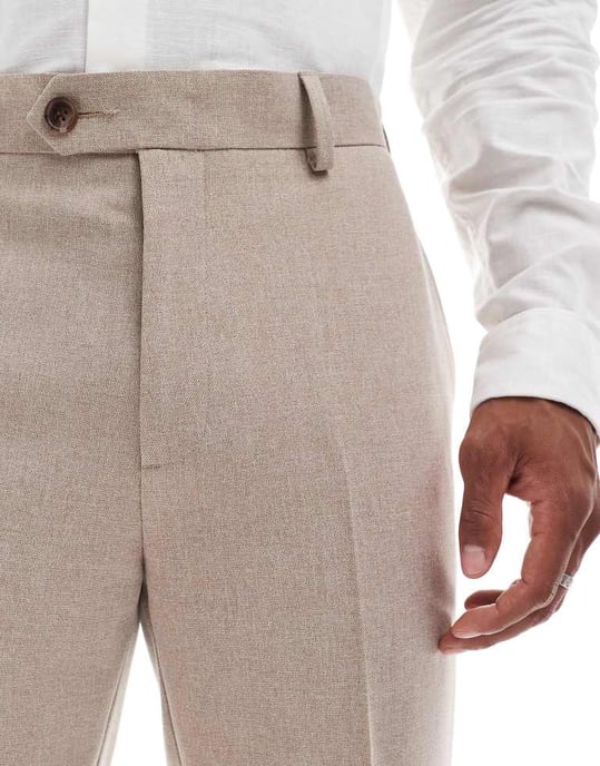 ASOS DESIGN tapered kostymbyxor i beige melange - Image 4