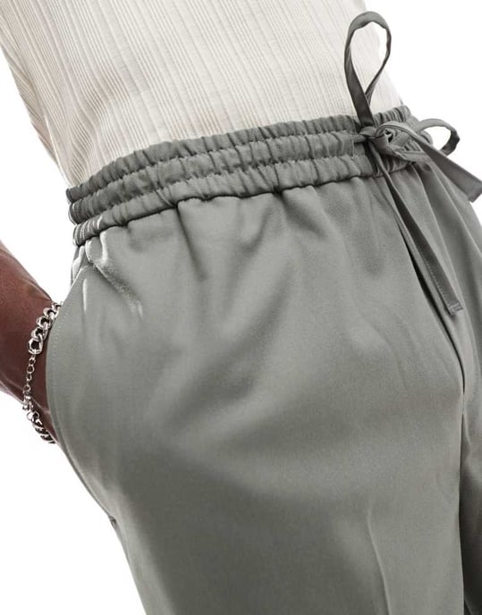 ASOS DESIGN smart co-ord byxor med tapered passform i ljusgrått - Image 3