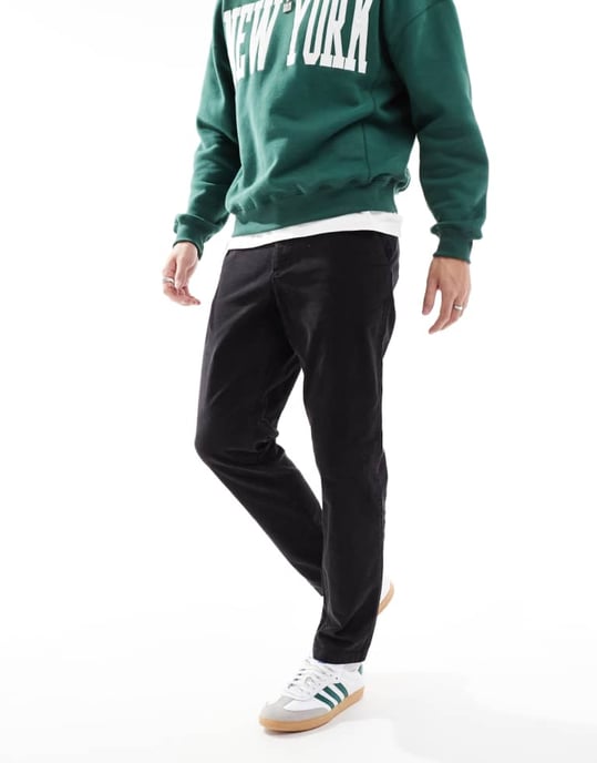 ASOS DESIGN byxa med tapered fit i kordfljät - Image 3