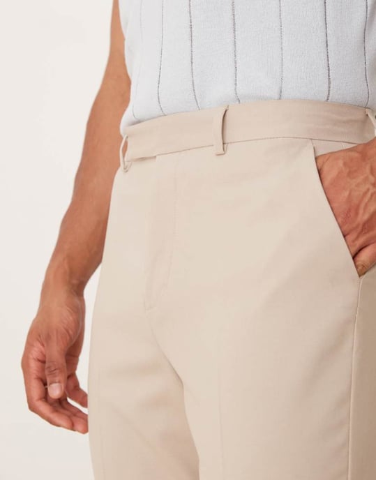 ASOS DESIGN tapered kostymbyxor i sten - Image 3