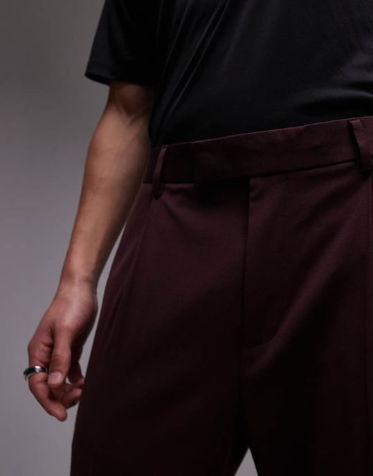 Topman premium tapered kostymbyxa i röd - Image 2