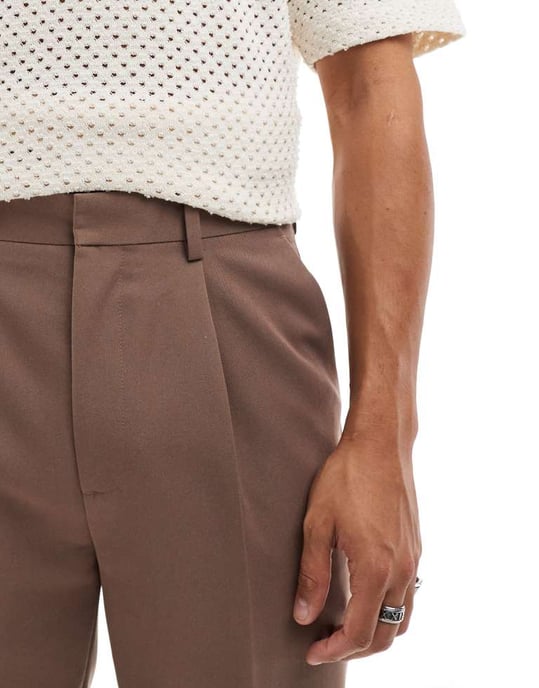 ASOS DESIGN tapered smart byxor i ljusbrun - Image 3