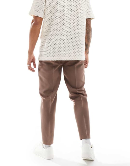 ASOS DESIGN tapered smart byxor i ljusbrun - Image 4