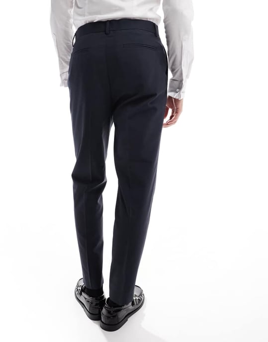 ASOS DESIGN smart tapered passformbyxor med framplissering i kolgrå - Image 2