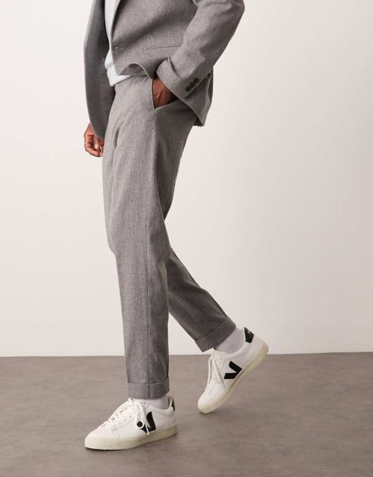 ASOS DESIGN tapered suit trousers with wool in grey flannel - Image 1