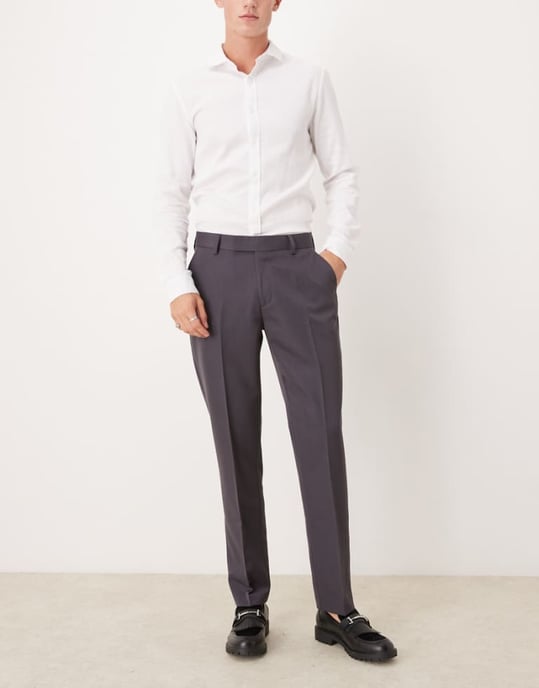 ASOS DESIGN smart slim fit byxor i kolgrå - Image 1