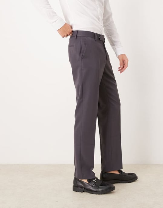 ASOS DESIGN smart slim fit byxor i kolgrå - Image 3