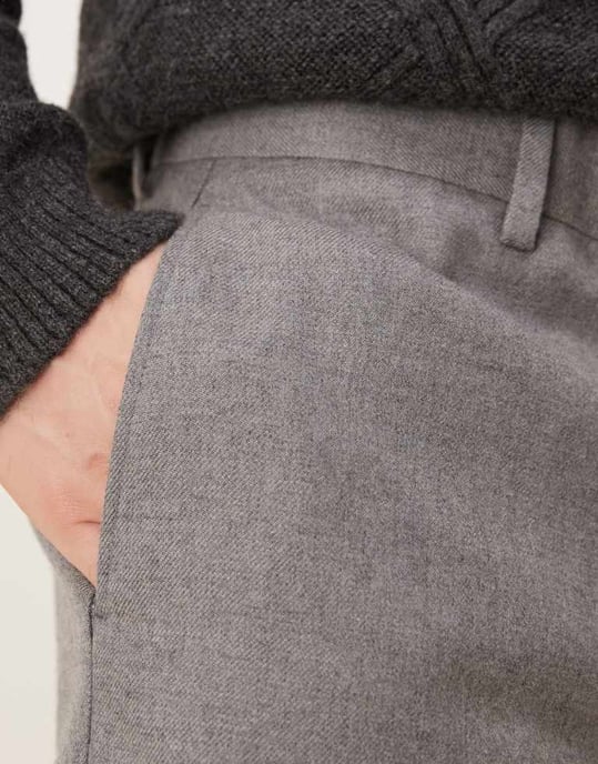 ASOS DESIGN smart oversized tapered byxor med frontveck i ljusgrå borstad tyg - Image 3