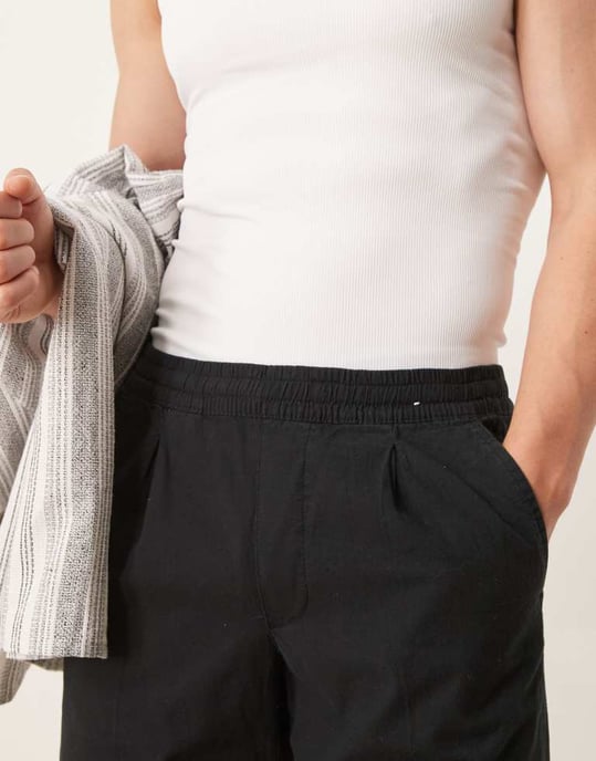 Abercrombie & Fitch svarta linnebyxor med veck och lös passform - Image 3