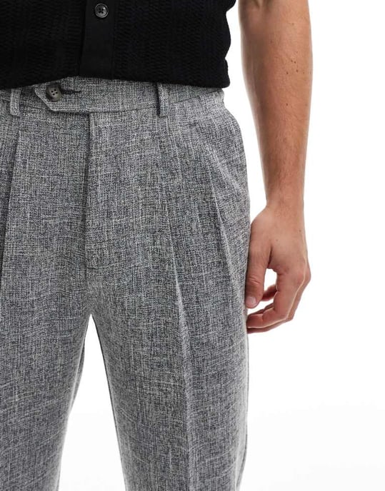 ASOS DESIGN smart tapered fit texturerade chinos i ljusgrått - Image 3