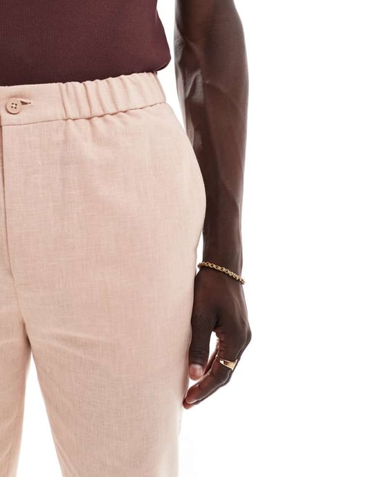 ASOS DESIGN avslappnad linnebyxa i rosa - Image 3